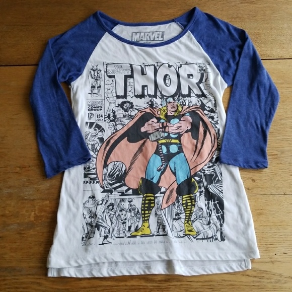 Marvel Tops - Marvel Thor Comic Book Mid Sleeve Graphic Tee